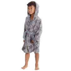 18C744: Infant Boys All Over Football Plush Dressing Gown (2-6 Years)